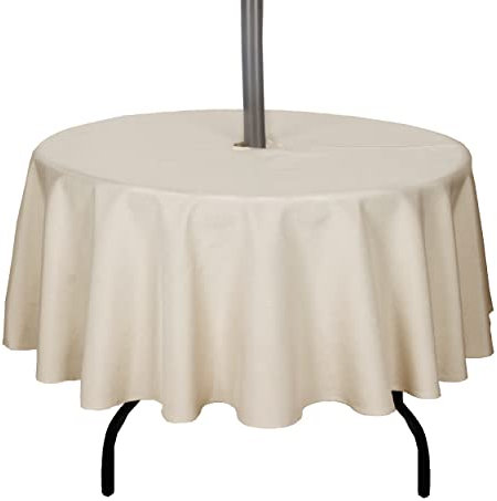 youngseahome Outdoor-Tischdecke, knitterfrei, schmutzabweisend, wasserdicht, Polyesterstoff, Tischdecke mit Reißverschluss, Schirmloch für Picknick/Party/Abendessen/Terrasse, Garten, 152,4 cm (60 Zoll