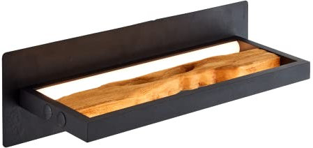 Brilliant LED Wandleuchte Holz 35cm schwarz/holz, Aluminium/Metall/Holz, LED Wandlampe Innen Holz, Schlafzimmer Deko, Holzlampe Wandlampe, Lampe Schlafzimmer 1x LED integriert 9,5 W