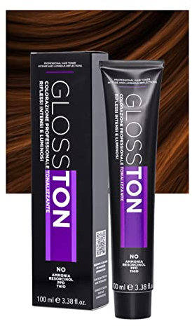 Glosston, Colorazione Professionale Tonalizzante ad Effetto Illuminante, Colore Capelli 0.34 Ramato Irisee, Adatto ai Capelli Naturali e Colorati, Con Olio d'Argan, Senza Ammoniaca, 100ml
