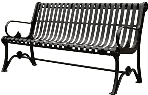 HUHJYUGE Gartenbank Wetterfest 3 Sitzer, Parkbank Gusseisen, Outdoor Terrassenbank, Balkon Bank Veranda-Bank Mit Rückenlehne Und Armlehnen, Für Balkon/hinterhof/Rasen (150cm)