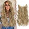 FESHFEN Secrets Haare Extensions Lange Gewellt Haarverlängerung Invisible Secret Haarextension Synthetik Hair Unsichtbarem Haarteile für Frauen Hellbraun & Blond 50 cm