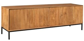 TV-Möbel Dimora Mangoholz massiv Natur/Metall Schwarz, Masse:165 cm X 45 cm