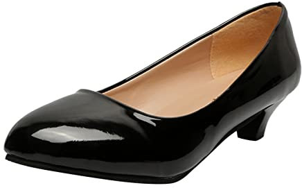 Damenschuhe Schwarz Elegant mit Absatz - Arbeitsschuhe Lederschuhe Low Heel Kleid Schuhe Tanzschuhe Slingback High Heels Formelle Schuhe Damen Schuhe 2023 Flache Businessschuhe