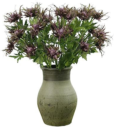 Künstlicher Distel-Blumenstrauß mit 3 Zweigen, Künstliche Eryngien-Pflanzen, Künstliche Disteln mit Langen Stielen, Simulation von Seestechpalmen, Fühlt Sich Echt An, Künstliche Pflanzen,(Lila)