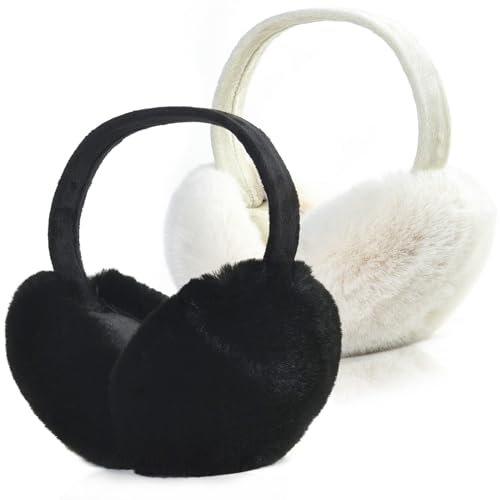2 Pièces Cache Oreilles Femme Homme Unisexe Pliable Pelucheux L'hiver Cache-oreilles Mignon Fausse Fourrure Chauffe-oreille Extérieur Couvre Oreilles Earmuffs
