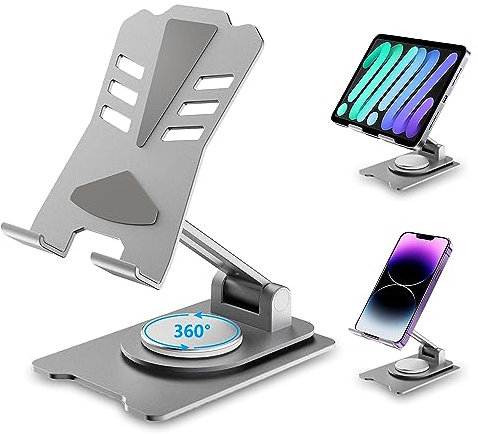 ZONSUSE Soporte movil Mesa, Soporte Tablet,Soporte de Escritorio Giratorio Ajustable con Base Giratoria de 360 Grados, con Todos los Teléfonos, iPhone, iPad, Switch,Galaxy,Tab/Phones(4-13)