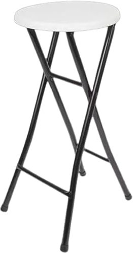 Generico Sgabello pieghevole da bar Sedia da cucina Sgabello pieghevole Sedia da bar diametro 31 cm altezza seduta ca. 70 cm portata fino a 100 kg Metallo/plastica (Nero/Bianco 1 pezzo)
