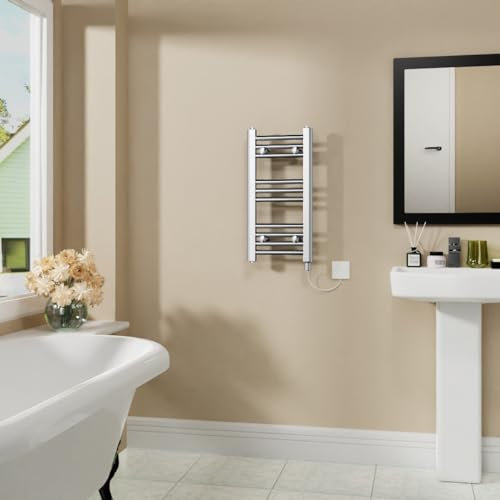 Warmehaus 200W Electric Heated Warming Towel Rail Bathroom Radiator Chrome - 600x300mm