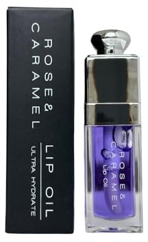 Rose & Caramel Lip Oil, Hydrating, Fruit Flavoured, Tinted, Non Sticky, Long Lasting Lip Gloss (Grape)