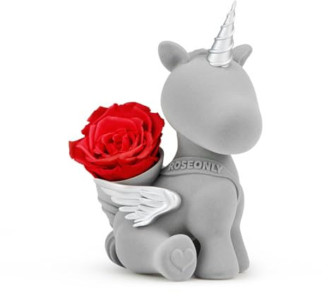 roseonly. Ewige Rose mit Einhorn, Konservierte Rosen, Infinity Rote Rose Einhorn Figur Geschenke für Frauen zum Geburtstag, Valentinstag, Weihnacht, Muttertag, Jubiläum