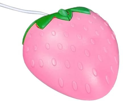 Kalttoy New USB Cord Mouse Pink Strawberry Small Optical PC Computer Game Mouse Girls Gift Mause For Office Laptop Desktop Office Laptop Desktop