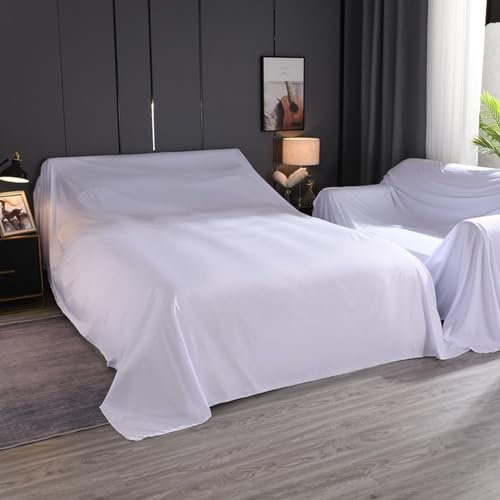 Gleedipre Sofaschutz Haushaltsstaubtuch gebürsteter Stoff Multifunktionales Abdecktuch Modern und schlicht Geeignet für Sofa/Bett/Tisch/TV/Stuhl/Auto Renovierungs-Staubschutz(Weiss,240 x 200 cm)