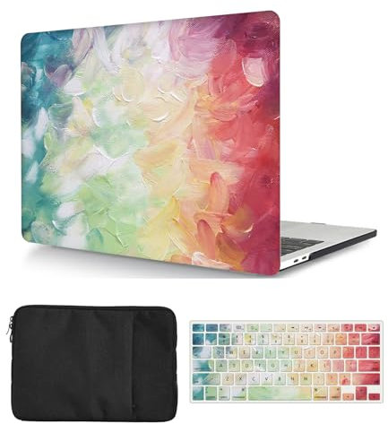 Estuche Dura para Nuevo Macbook Air 13 Pulgadas A1932 A2179 A2337 M1 2020 2019 2018 con Pantalla Retina Touch ID, Funda Protettiva Delgada in Plastica & Cubierta de Teclado & Bolsa, Colorido