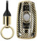 kwmobile Autoschlüssel Hülle kompatibel mit BMW 3-Tasten Funk Autoschlüssel (nur Keyless Go) Hülle - Schlüsselhülle mit Key Ring Anhänger - Cover Gold Schwarz