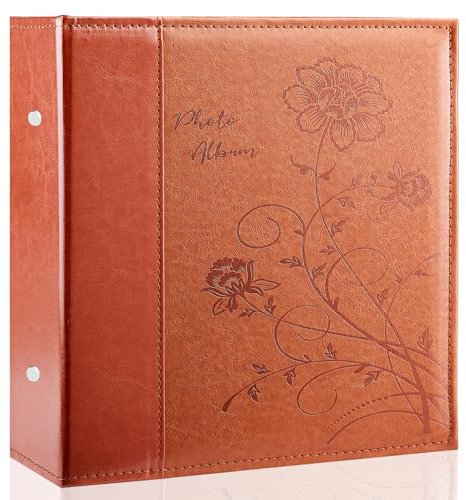 Miaikoe Fotoalbum 10x15 1000 Fotos Slip in, Extra große Kapazität Leder Cover Bilderalben hält 1000 horizontale und vertikale 10x15cm Landschaft Fotos für Hochzeit Familie (Braun)