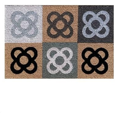 DAMDAM GO Felpudo Fibra de Coco 70x40cm Antideslizantes - Alfombras Originales para la Entrada a Casa, Pasillos, Puertas de Exterior - Panot (Modelo A - Bicolor)