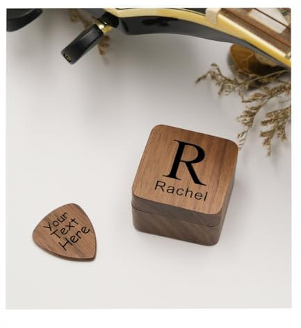 Personalisierte Hölzerne Gitarren-Plektren Mit Etui, 5 Plektren Für Akustikgitarre Mit Mini-Gitarren-Pick-Box, Benutzerdefinierte Gitarren-Pick-Halter, Musiker Plektrum-Box, Geschenk Für Gitarristen