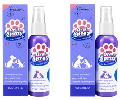 BODYA 2Pcs 30ml Pet Dog Spray Oral Care Bad Breath Teeth Cleaning Freshener Plaque Removing Pet Teeth Cleaner for Dogs Cats