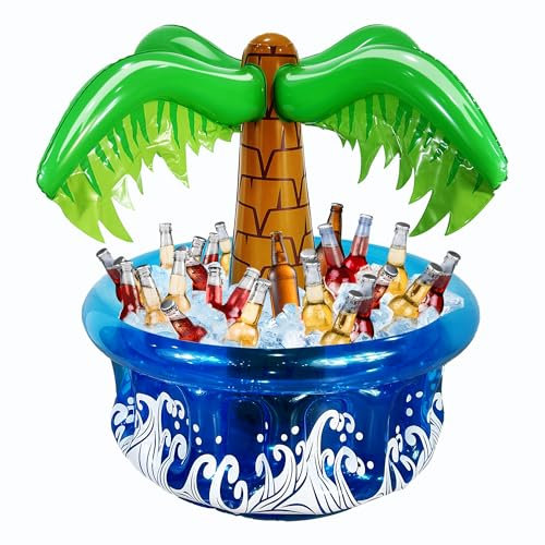 RITOLLO 33.5 Inch Inflatable Cooler, Pool Party Decorations, Luau Party Decorations Palm Tree Cooler, Hawaiian Party Decorations Palm Tree Cooler, Birthday Party Decorations, Inflatable Drink Cooler