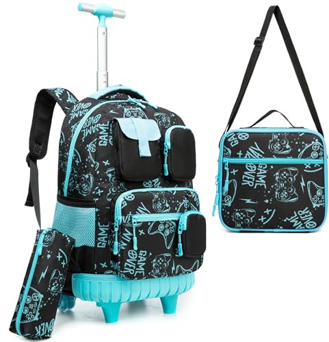 HTgroce Schulrucksack Trolley Schulranzen Mit Rollen Rucksack 10 Jahre