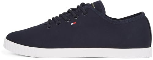 Tommy Hilfiger Sneaker con suela cupsole Mujer Canvas Lace Up elegante, Azul (Space Blue), 36