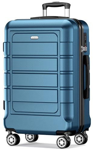 SHOWKOO Koffer Groß Hartschale Leicht Reisekoffer PC+ABS Erweiterbar Haltbar Trolley Handgepäck Große Kapazität mit 4 Rollen und TSA Schloss, XL -Navy Blau