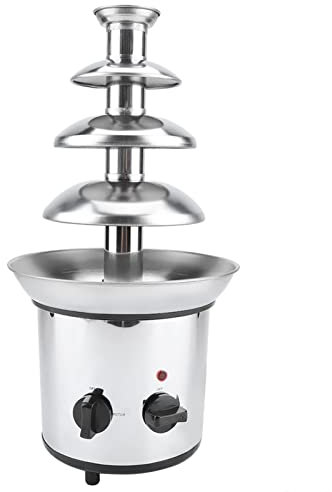Stainless Steel 4 Tier Chocolate Fondue Fountain Maker, Adjustable Temperature, Electric Chocolate Melting Machine for Shopping Mall, Hotel, Restaurant