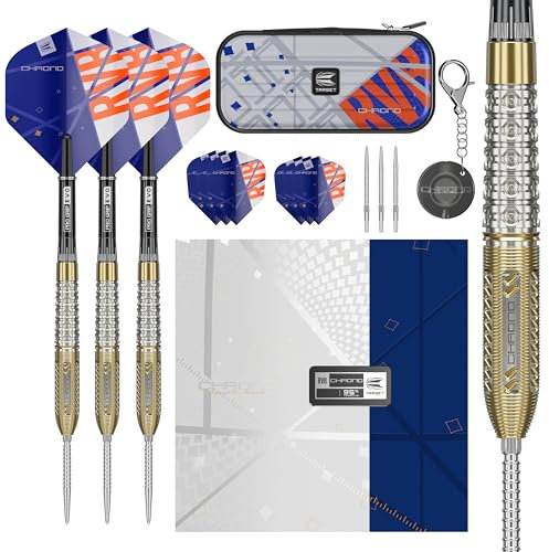 Target Darts Raymond Van Barneveld Chrono Swiss Point Steeldarts, 95% Tungsten Dart Set, 23G | Enthält Dart Case Takoma Wallet, Extra Dart Flights, Swiss Dart Points Dartspitzen & SP Tool