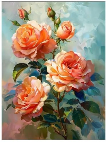 DOUKOYEE 5D DIY Diamond Painting Kinder Erwachsene Blumen Rose Bilder Malerei Bunt Muster Stickerei Kits 5D Diamantmalerei Home Wanddekoration Wohnzimmer Schlafzimmer Eingang Dekoration (D)