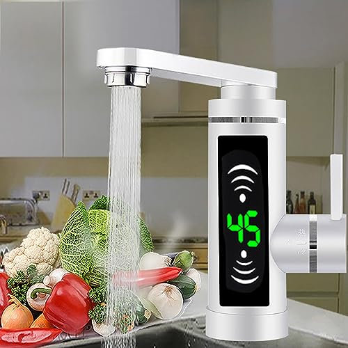 Elektrischer Wasserhahn 3000W Durchlauferhitzer - 360° drehbarer Warmwasserbereiter mit LED-Temperaturanzeige, smarter Heizkörper für Badezimmer, Waschbecken und kleine Küchen