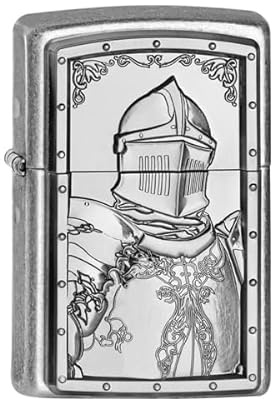 Zippo Windproof Lighter - Knight's Tale, Antique Silver, Emblem - Refillable - Reusable - Windproof Design - Gift Box - Made in USA