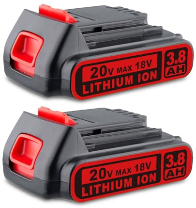 2 Stück 18V 3,8Ah Lithium Ionen LBXR20 Ersatzakku für Black+Decker 18V kompatibel mit Black+Decker Akku BL2018 LBXR2020-OPE LB20 LBX20 BL2018-XJ Akku Werkzeug