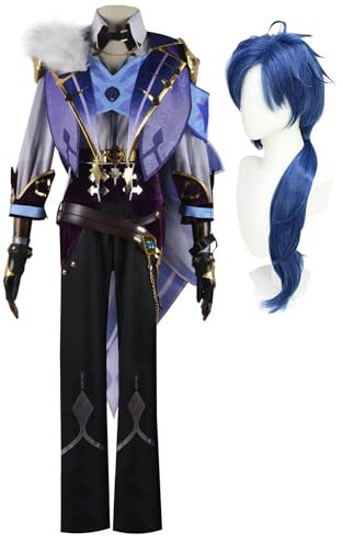 LJFIWY Hu Tao Cosplay-Kostüm, Kaeya-Cosplay-Outfit, Spielfiguren-Kostüm, Halloween, Comic-Con-Party, Verkleidung (Kaeya-Kostüm + Perücke, M)