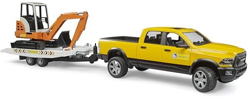 bruder 02546 - RAM Rental Service avec Mini-excavatrice - 1:16 Pick-up, Jeep, Chantier, Véhicule de Construction, Jouets à partir de 4 Ans