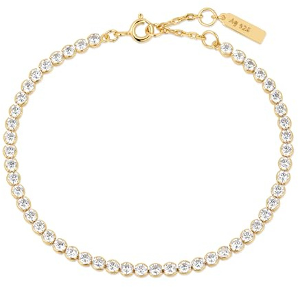 ANIA HAIE Damen Armband CHIC CREATOR aus 925 Sterling Silber, verziert mit 10 Zirkonia, Länge: 16,5 cm + 2 cm Verlängerung, inkl. Geschenkverpackung