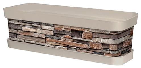 AC - Jardinera de plástico con Plato, Modelo Piedra, Tiesto, macetero, Recipiente para Plantas, Fabricada en España (Beige - 60 cm)