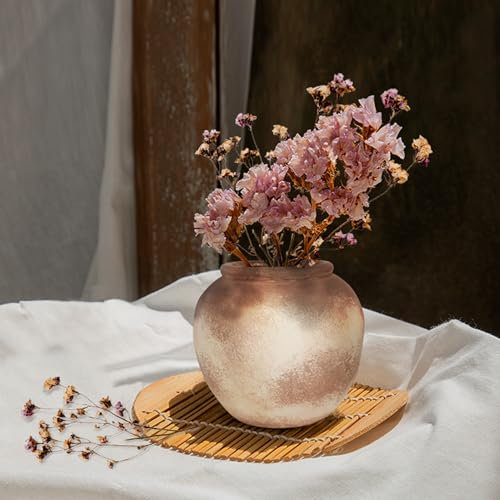 Rustic Ceramic Vase Distressed Farmhouse Vase Clay Vases Decorative Vases Terracotta Home Decor Vintage Pot No Flowers Included (6Inch Brown)