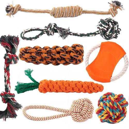 Speedy Panther 8 Pack Durable Dog Rope Toys Set - Interactive Cotton Chew Toys for Small Medium Dogs, Puppy Teething Toys, Perfect for Tug of War, Fetch, and Dental Health