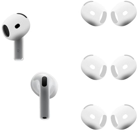 umvowuxa Ear Tips Accessories for AirPods 4th Anti Slip Silicone Sport Ear Tips,Anti Scratches Covers Compatible with AirPods 4 Generation (3 Pairs/Transparent white)