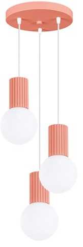 SOLLUX lighting Hängelampe Pendelleuchte Hängeleuchte - Deckenlampe Aluminium Glas -3 Flammig - LED Lampe Glühbirne - Apricot Halo