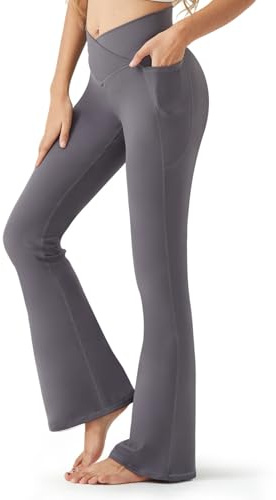 Zylioo Extra Long V-Waist Flared Leggings for Tall Women Boot Leg Yoga Pants Long Inseam Opaque with 2 Side Pockets Tall Size