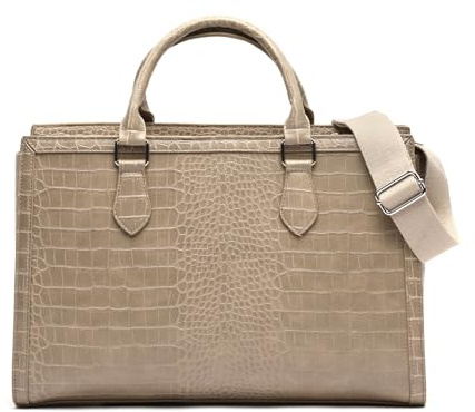 MISAKO Coco Laptoptasche 13 Zoll mit Animal-Prägung und abnehmbarem Schulterriemen Damen - Coco Beige 26x12x39cm
