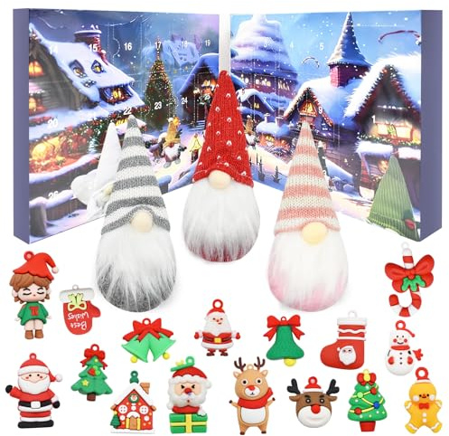 JNUYISW Adventskalender 2025, Weihnachtskalender mit 31 Überraschungen, darunter Zwerge, Schneemänner, Weihnachtsmänner und Andere Weihnachts Ornamenten Weihnachtsgeschenke für Erwachsene Kinder