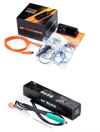 MINIWARE TS1M Intelligente Mini Lötstation Station + 210 Lötkolben-Griff KU Tips Kit Kompatibel mit mehreren Griffen Echtzeit-Temperaturmessung Wellenform/Digital Benutzerdefinierter Bildschirmschoner