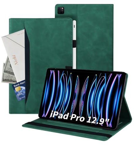 Auslbin Cover Compatibile con iPad Pro 12.9 6a/5a/4a Generazione Custodia di Tablet in Pelle PU in Stile Classico Anti-Fall Case di Scheda Protettiva con iPad Pro 12.9 2022/2021/2020 Verde
