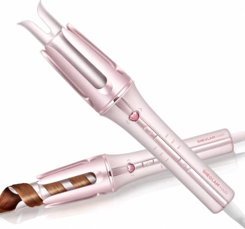 SHEGLAM Cupid's Charm 32mm One-Touch Automatisches Lockenstab Schnellaufheizend Selbstrotierender Lockenwickler 3 Stufen Temperaturwahl für Haarstyling in Rosa (32mm)