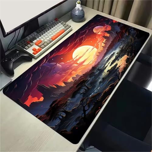 Tainrun Tappetino Mouse Gaming 800x300x3mm, tappetino per mouse XXL con Bordi Cuciti, tappetino Scrivania Grande Antiscivolo, Desk Mat Lavabile per Computer, PC, Laptop(Giungla selvaggia)