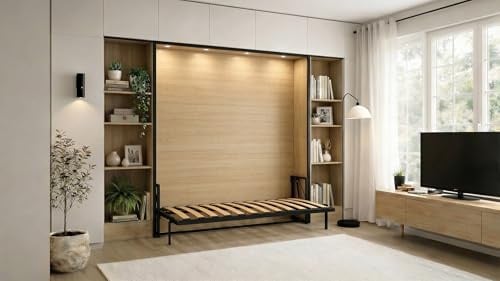 Wallbedking - Morphy Klassisches Schrankbett - Klappbett - modulares Multifunktionssystem SizeFlex & TypeFlex, platzsparendes, erweiterbares Murphy-Bett (100x190 cm, Horizontal)
