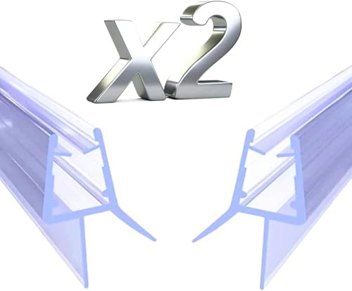 Set 2 Pz Guarnizione Box Doccia Sottoporta, 80 cm Vetro Doccia, Guarnizioni Profilo Spessore Vetro 6/8 mm, Mantiene Acqua Interno, Universale, Incastro Pressione, Materiale PVC, Colore Trasparente