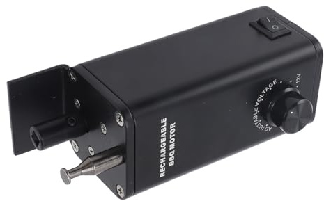 Focket Moteur de Rôtissoire, Alliage d'aluminium 10 W 3-12 V à Vitesse Variable pour Rôtissoire pour Barbecue, Moteur de avec Batterie Intégrée, Interrupteur étanche pour Barbecue en Plein Air,